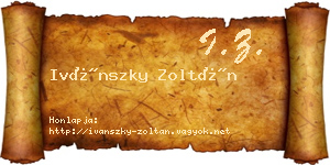 Ivánszky Zoltán névjegykártya